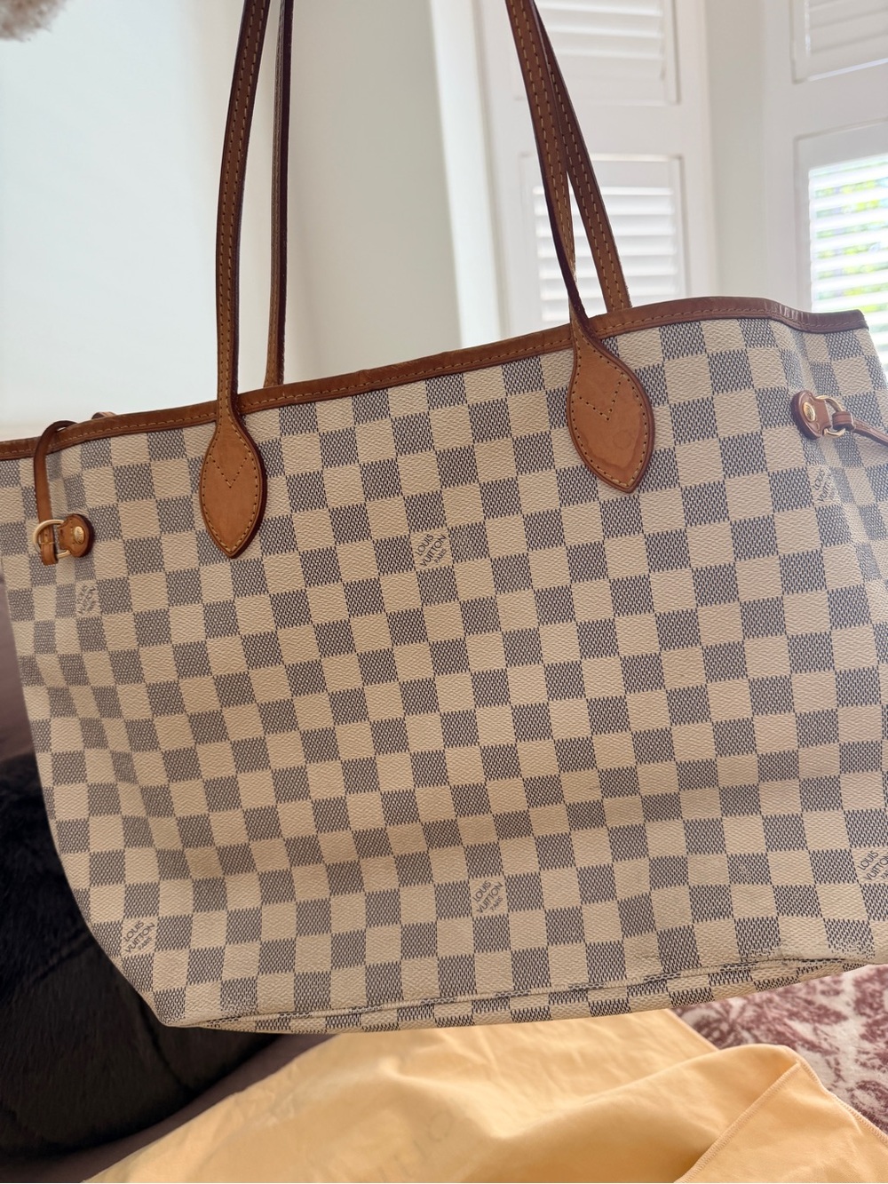 Louis Vuitton Damier Azur Canvas Tote with Tan Trim